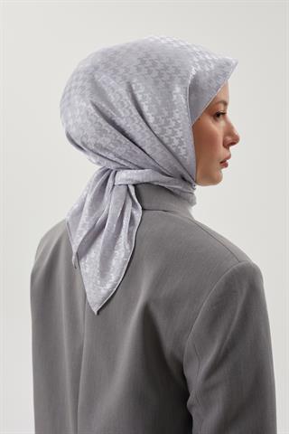 Gümüş Kazayağı Desen Parlak Jakar Eşarp