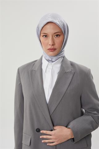 Gümüş Kazayağı Desen Parlak Jakar Eşarp