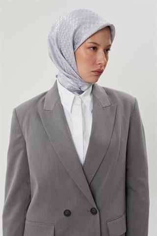 Gümüş Kazayağı Desen Parlak Jakar Eşarp