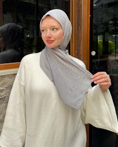 Gümüş Zikzak Lyocell Bambu Jakar Eşarp