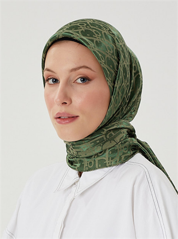 Haki D Desen Parlak Jakar Eşarp