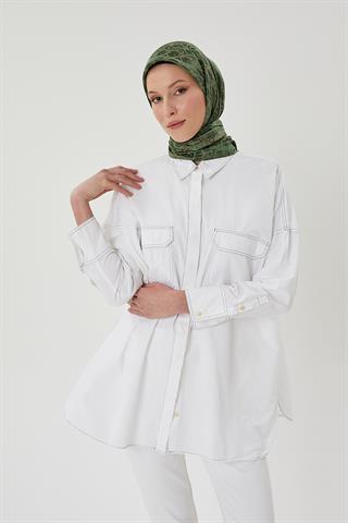 Haki D Desen Parlak Jakar Eşarp