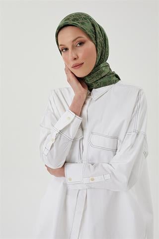 Haki D Desen Parlak Jakar Eşarp