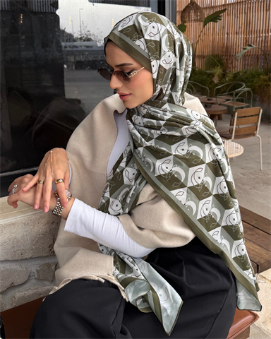 Haki Icon Vual İpek Şal