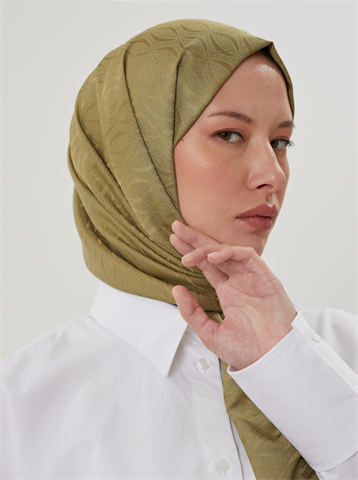 Haki Shine Desen Jakar Şal