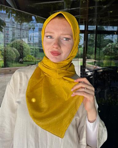 Hardal Baklava Lyocell Bambu Jakar Eşarp