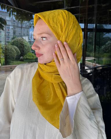 Hardal Baklava Lyocell Bambu Jakar Eşarp