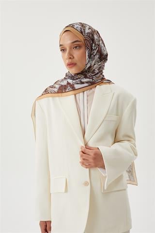 Hardal & Kahve Retro Desen Şal