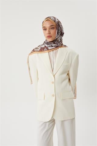 Hardal & Kahve Retro Desen Şal