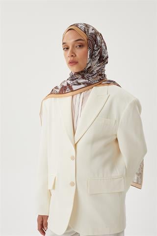 Hardal & Kahve Retro Desen Şal