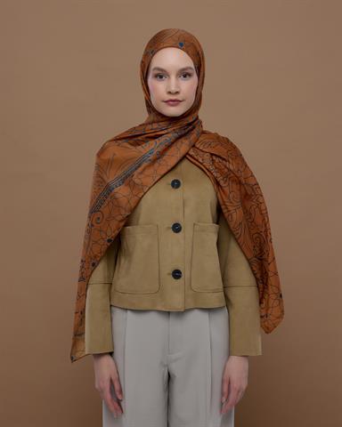 S-EFSUNLU-22 Hardal Zerafeti & Safir Efsunlu Desen Şal