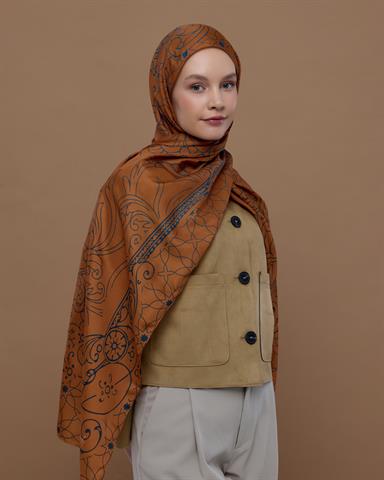S-EFSUNLU-22 Hardal Zerafeti & Safir Efsunlu Desen Şal
