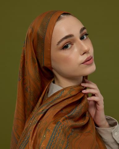 SV-HURREM-22 Hardal Zerafeti & Safir Hürrem Desen  Şal