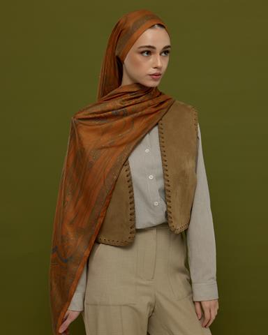 SV-HURREM-22 Hardal Zerafeti & Safir Hürrem Desen  Şal