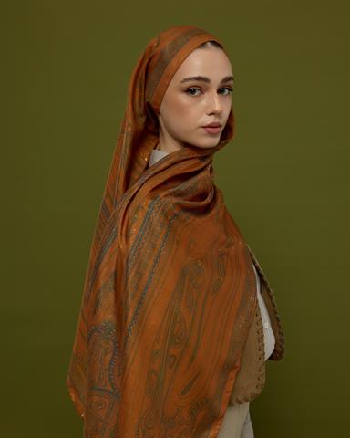 SV-HURREM-22 Hardal Zerafeti & Safir Hürrem Desen  Şal