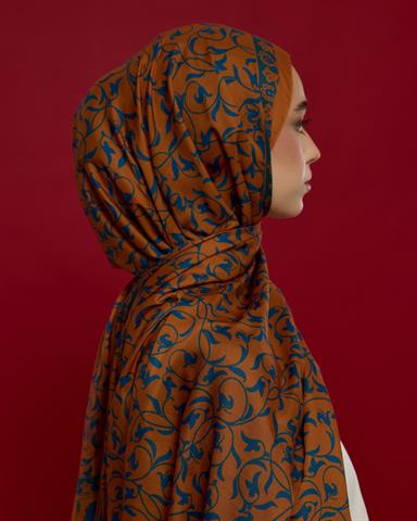 S-LALE-22 Hardal Zerafeti & Safir Lale Bahçesi Desen Şal