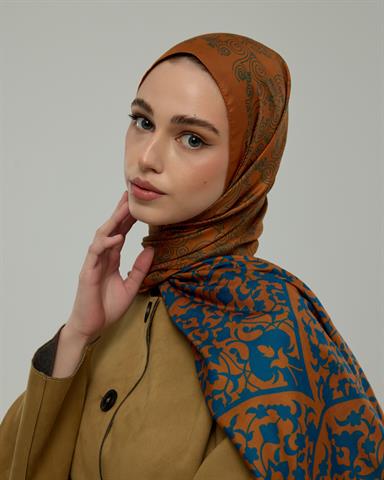 S-SARAYLI-22 Hardal Zerafeti & Safir Saraylı Desen Şal