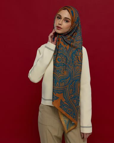 S-SULTANİ-22 Hardal Zerafeti & Safir Sultani Desen Şal