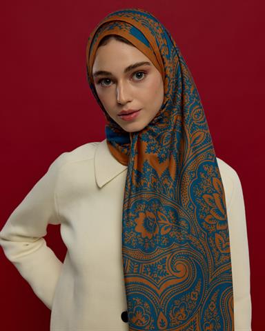 S-SULTANİ-22 Hardal Zerafeti & Safir Sultani Desen Şal