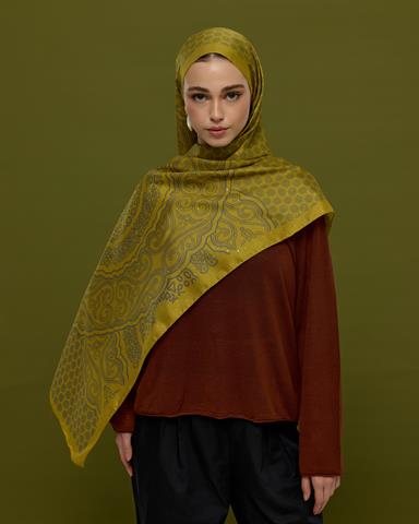 SV-BAL-46 Hasat Sarısı & Kurşun Gri Bala Hatun Desen  Şal