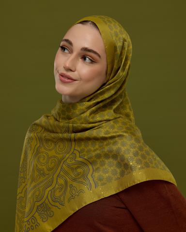 SV-BAL-46 Hasat Sarısı & Kurşun Gri Bala Hatun Desen  Şal