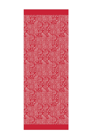 Bordo-Mint Yeşili Henna Desen Çift Taraflı Şal