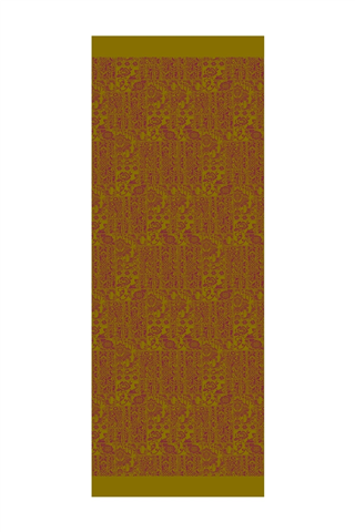 Yağ Yeşili-Mürdüm Henna Desen Çift Taraflı Şal