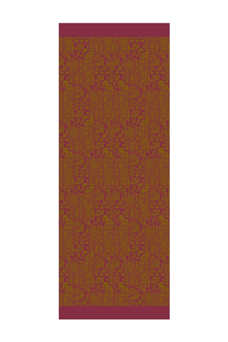 Yağ Yeşili-Mürdüm Henna Desen Çift Taraflı Şal