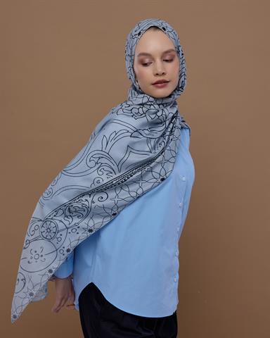 S-EFSUNLU-66 İnci & Siyah Efsunlu Desen Şal