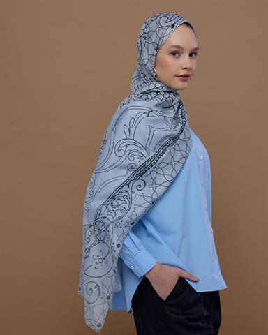 S-EFSUNLU-66 İnci & Siyah Efsunlu Desen Şal