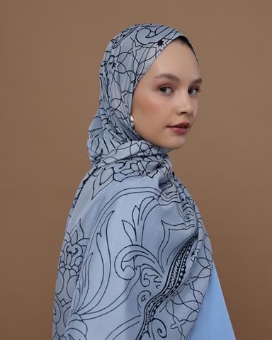 S-EFSUNLU-66 İnci & Siyah Efsunlu Desen Şal