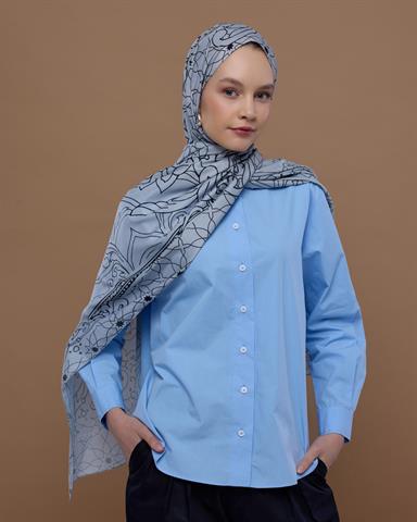 S-EFSUNLU-66 İnci & Siyah Efsunlu Desen Şal