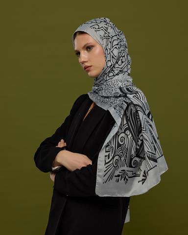 S-HAREM-66 İnci & Siyah Harem Rüyası Desen Şal