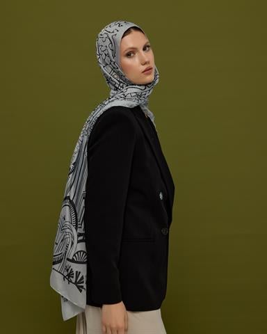 S-HAREM-66 İnci & Siyah Harem Rüyası Desen Şal