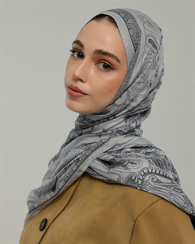 İnci & Siyah Hürrem Desen Işıltılı Şal