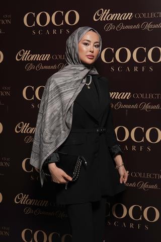 İnci & Siyah Hürrem Desen Işıltılı Şal