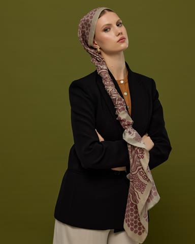 SV-BAL-12 İnci Taşı & Tarçın Kabuk Bala Hatun Desen  Şal