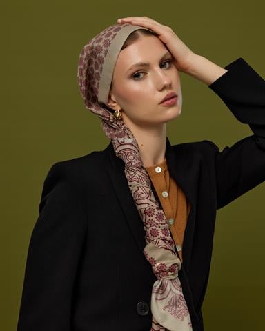 SV-BAL-12 İnci Taşı & Tarçın Kabuk Bala Hatun Desen  Şal