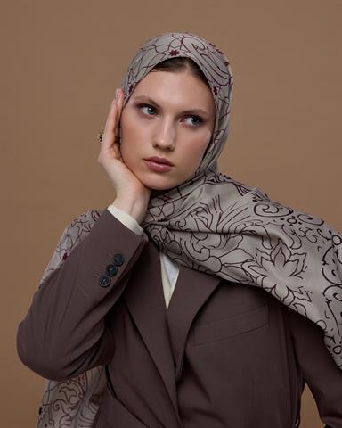 S-EFSUNLU-12 İnci Taşı & Tarçın Kabuk Efsunlu Desen Şal
