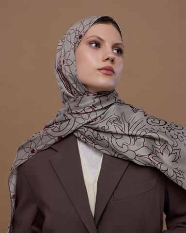 S-EFSUNLU-12 İnci Taşı & Tarçın Kabuk Efsunlu Desen Şal