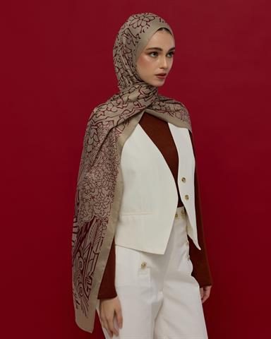 S-HAREM-12 İnci Taşı & Tarçın Kabuk Harem Rüyası Desen Şal