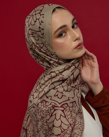 S-HAREM-12 İnci Taşı & Tarçın Kabuk Harem Rüyası Desen Şal
