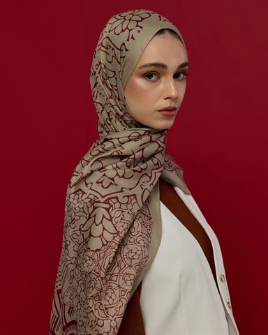 S-HAREM-12 İnci Taşı & Tarçın Kabuk Harem Rüyası Desen Şal