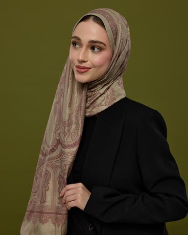 SV-HURREM-12 İnci Taşı & Tarçın Kabuk Hürrem Desen  Şal