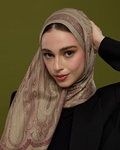 SV-HURREM-12 İnci Taşı & Tarçın Kabuk Hürrem Desen  Şal