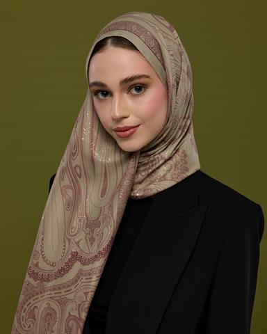 SV-HURREM-12 İnci Taşı & Tarçın Kabuk Hürrem Desen  Şal