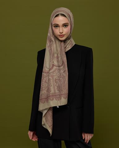 SV-HURREM-12 İnci Taşı & Tarçın Kabuk Hürrem Desen  Şal