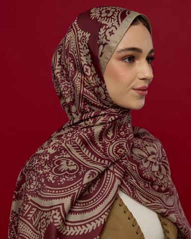 S-SULTANİ-12 İnci Taşı & Tarçın Kabuk Sultani Desen Şal