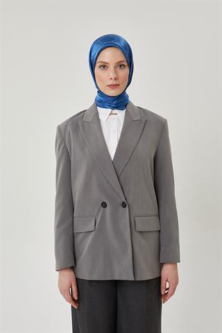 İndigo G Desen Parlak Jakar Eşarp