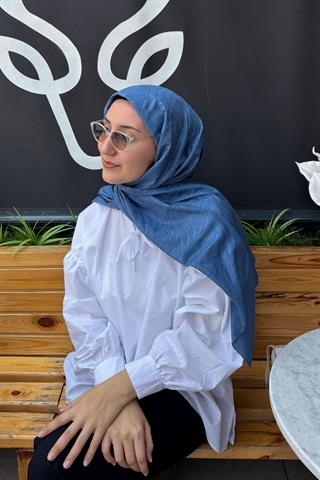 İndigo Su Yolu Lyocell Bambu Jakar Şal